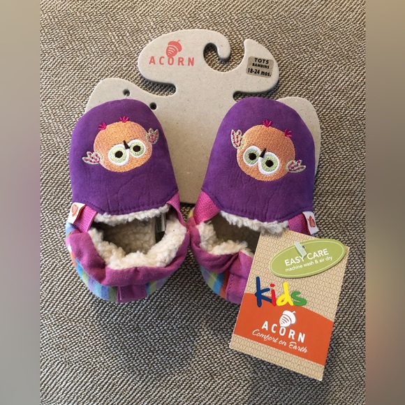 Acorn Girls Easy On Mocs. Suede w/Sherpa Lining and Leather Soft Soles. 18-24 M. - Picture 2 of 10